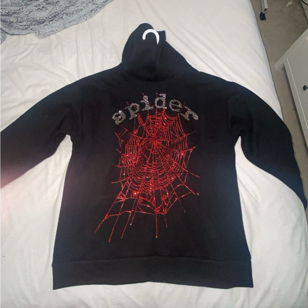 Sp5der OG Rhinestone Logo Hoodie
